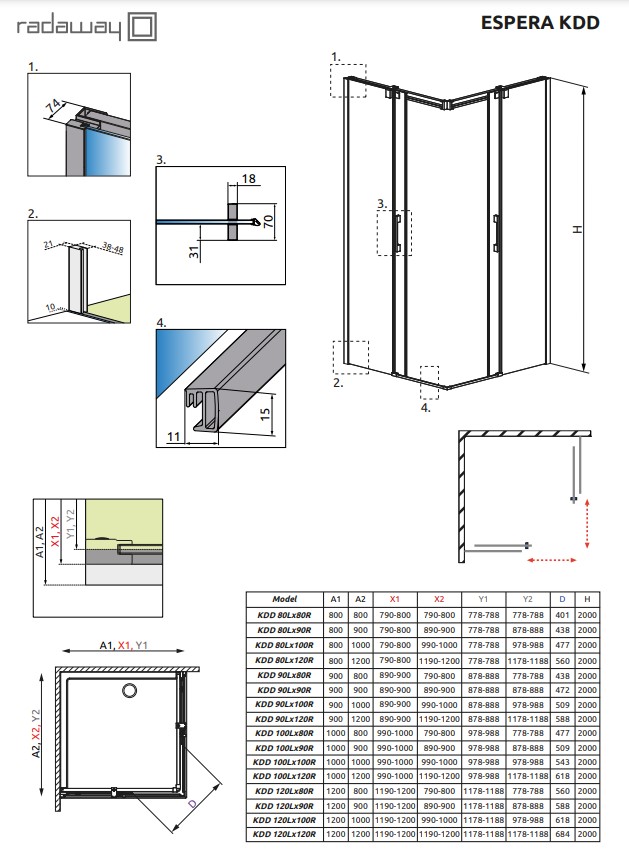 Душова кабіна (половина) Espera KDD 100 права, RADAWAY - Зображення 380150-01L-2.jpg