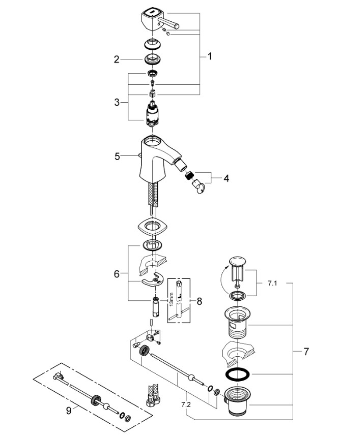 Змішувач для біде Grandera (23315000), Grohe - Зображення 3831f-2331-2.jpg