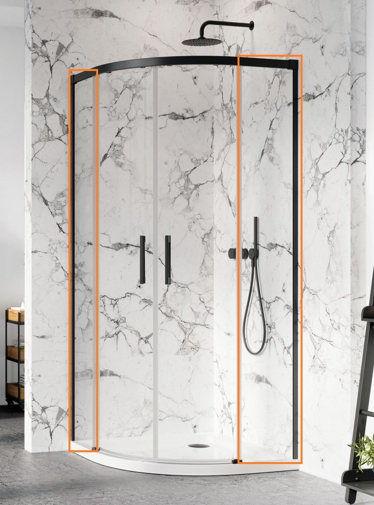 Комплект бокових стінок Idea Black PDD 100L×80R, RADAWAY - Зображення 387141-54-01.jpg