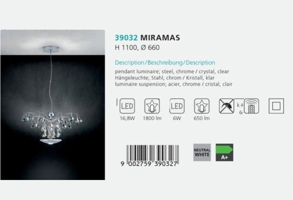 Люстра MIRAMAS CHROM-KRISTALL LED (39032), EGLO - Зображення 39032--.jpg