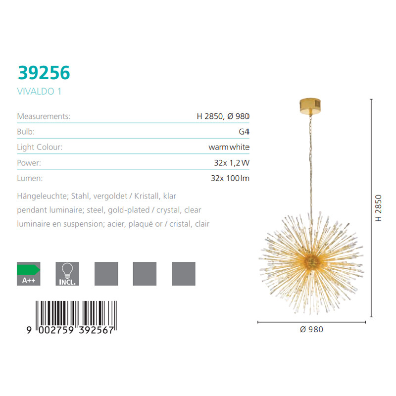 Люстра VIVALDO GOLD-KRISTALL (39256), EGLO - Зображення 39256--.jpg