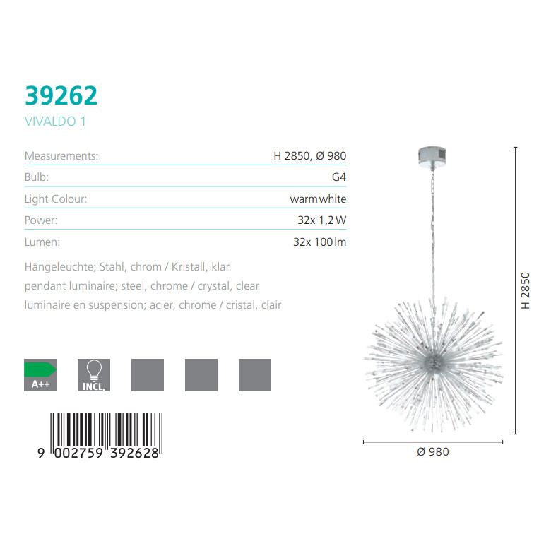 Люстра VIVALDO CHROM-KRISTALL  (39262), EGLO - Зображення 39262--.jpg