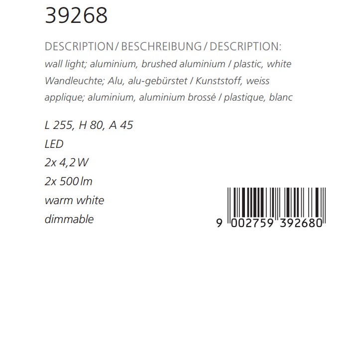 Бра CLIMENE LED (39268), EGLO - Зображення 39268--.jpg