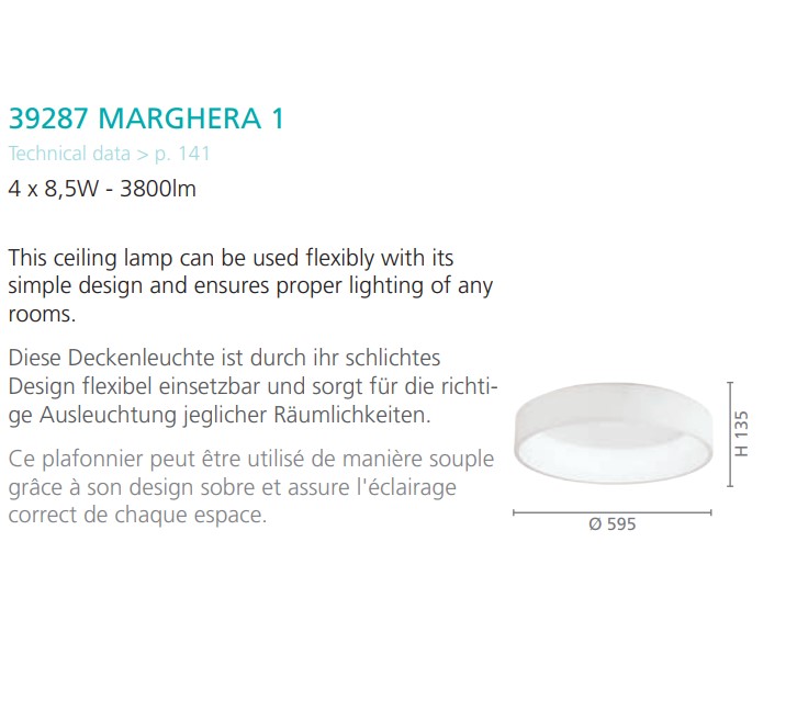 Світильник MARGHERA 1 LED (39287), EGLO - Зображення 39287--.jpg