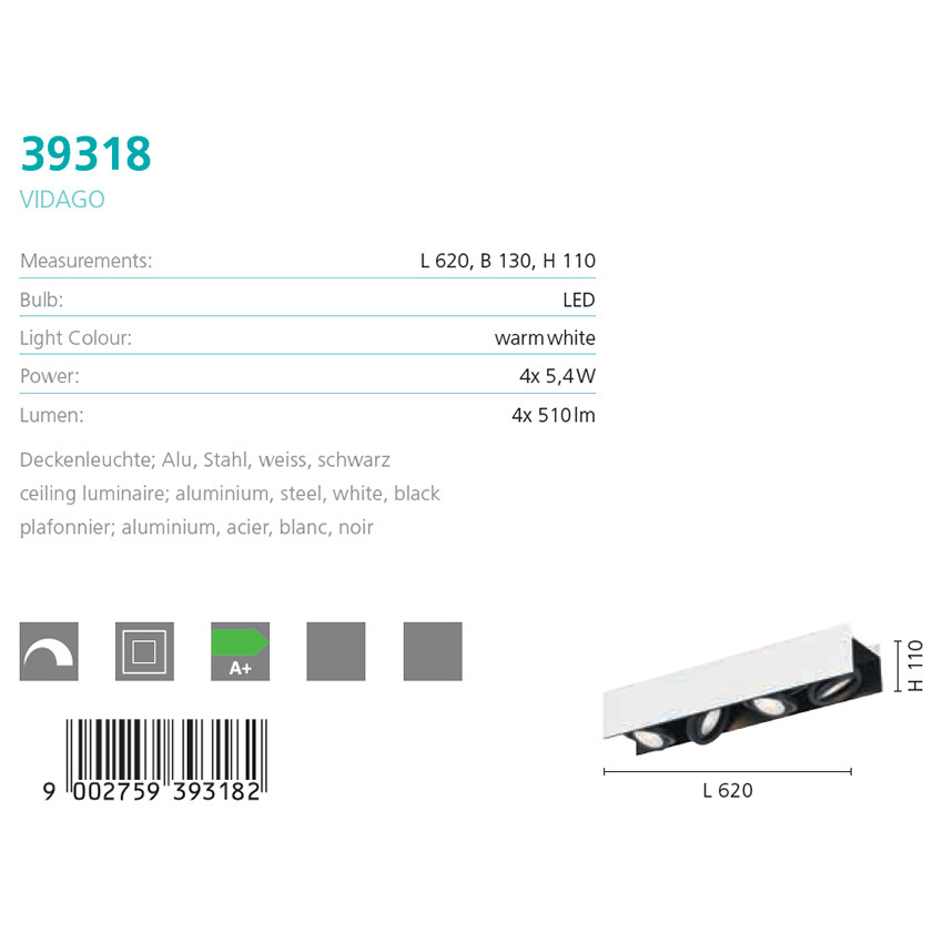 Спот VIDAGO LED (39318), EGLO - Зображення 39318--.jpg