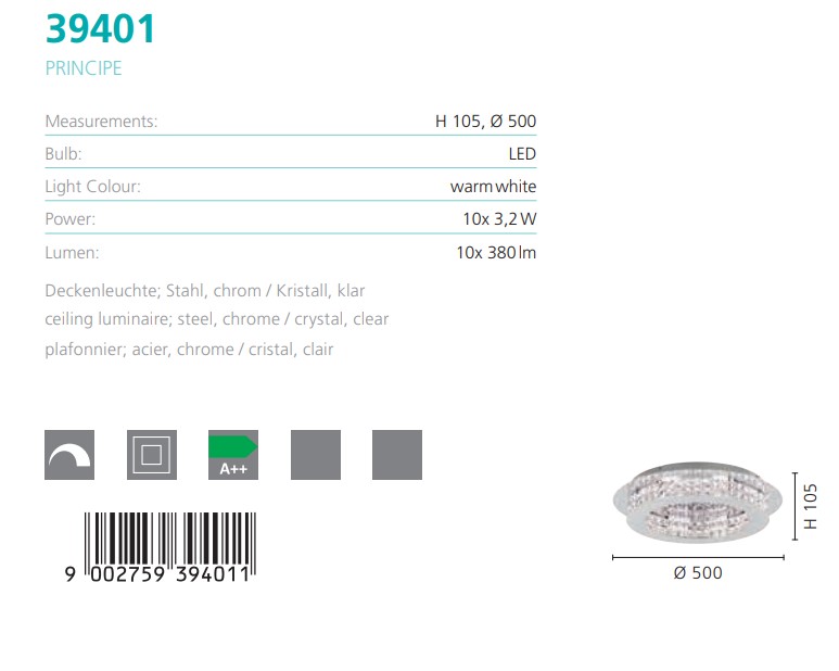 Світильник PRINCIPE CHROM-KRISTALL LED (39401), EGLO - Зображення 39401--.jpg