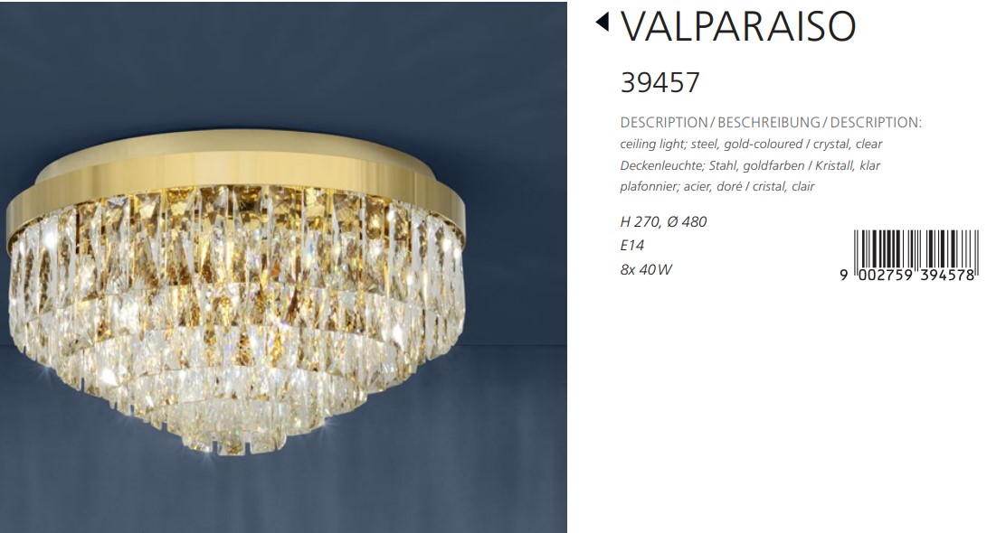 Светильник VALPARAISO GOLD-KRISTALLE (39457), EGLO - Зображення 39457--.jpg