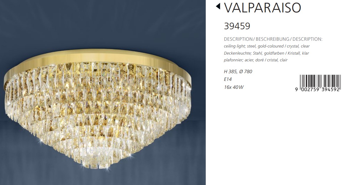 Світильник VALPARAISO GOLD-KRISTALLE (39459), EGLO - Зображення 39459--.jpg