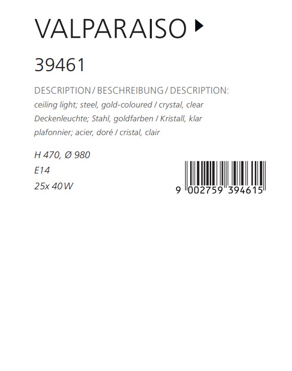 Светильник VALPARAISO GOLD-KRISTALLE (39461), EGLO - Зображення 39461--.jpg