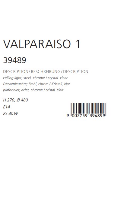 Светильник VALPARAISO 1 CHROM-KRISTALLE (39489), EGLO - Зображення 39489--.jpg