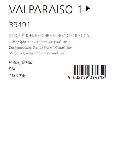 Світильник VALPARAISO 1 CHROM-KRISTALLE (39491), EGLO - Зображення 39491--.jpg