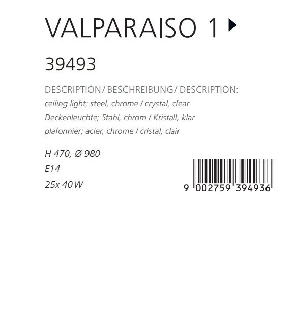 Светильник VALPARAISO 1 CHROM-KRISTALLE (39493), EGLO - Зображення 39493--.jpg
