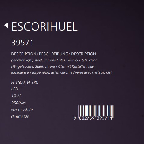 Люстра ESCORIHUEL CHROM-KRISTALL  LED (39571), EGLO - Зображення 39571--.jpg