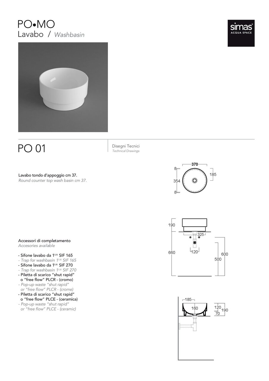 Умивальник 37 PO.MO PO01 Caramello SIMAS - Зображення 41406893-f08e3.jpg