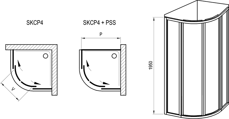 Душевая кабина полукруглая SUPERNOVA SKCP4-90 1950 Transparent 3117O102Z1 RAVAK - Зображення 41993953-2f31b.jpg