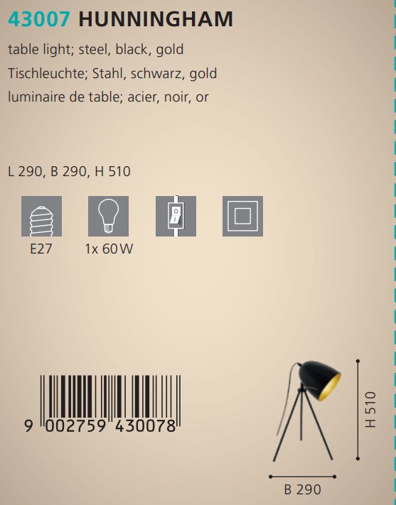 Настільна лампа HUNNINGHAM (43007), EGLO - Зображення 43007--.jpg