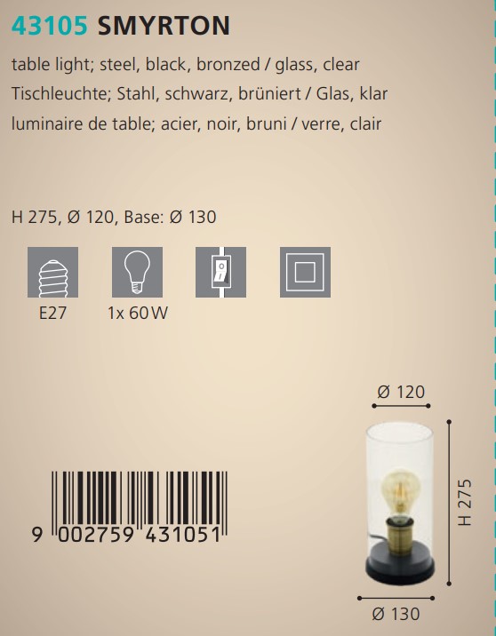 Настільна лампа SMYRTON (43105), EGLO - Зображення 43105--.jpg