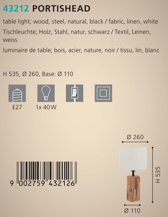 Настільна лампа PORTISHEAD (43212), EGLO - Зображення 43212--.jpg