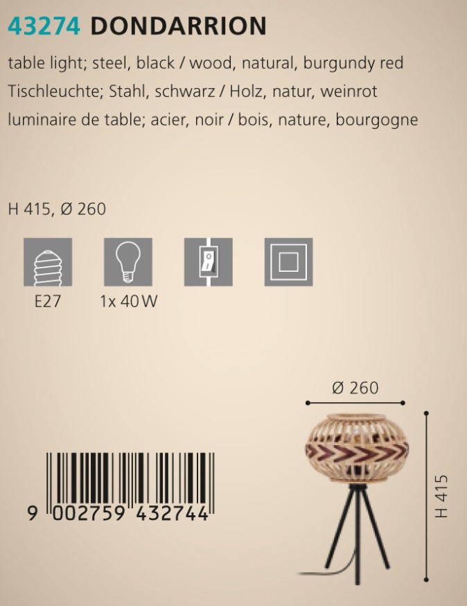 Настільна лампа DONDARRION (43274), EGLO - Зображення 43274--.jpg