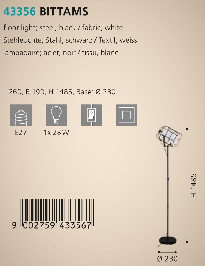 Торшер BITTAMS (43356), EGLO - Зображення 43356-.jpg
