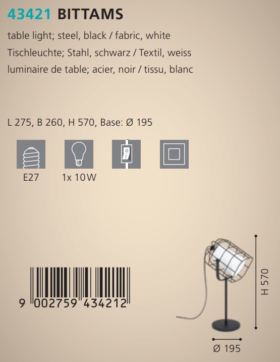 Настольная лампа BITTAMS (43421), EGLO - Зображення 43421--.jpg