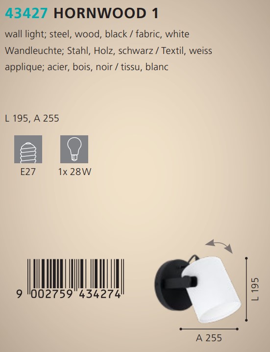 Спот HORNWOOD 1 (43427), EGLO - Зображення 43427--.jpg