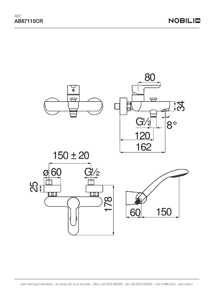 Набір змішувачів для ванни ABC AB87111CR Nobili - Зображення 44716483-1f797.jpg