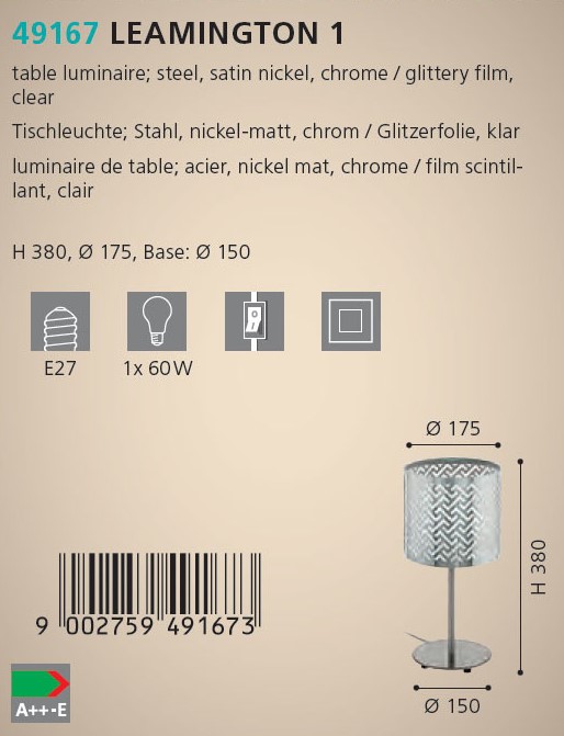 Настільна лампа LEAMINGTON 1 (49167), EGLO - Зображення 49167--.jpg