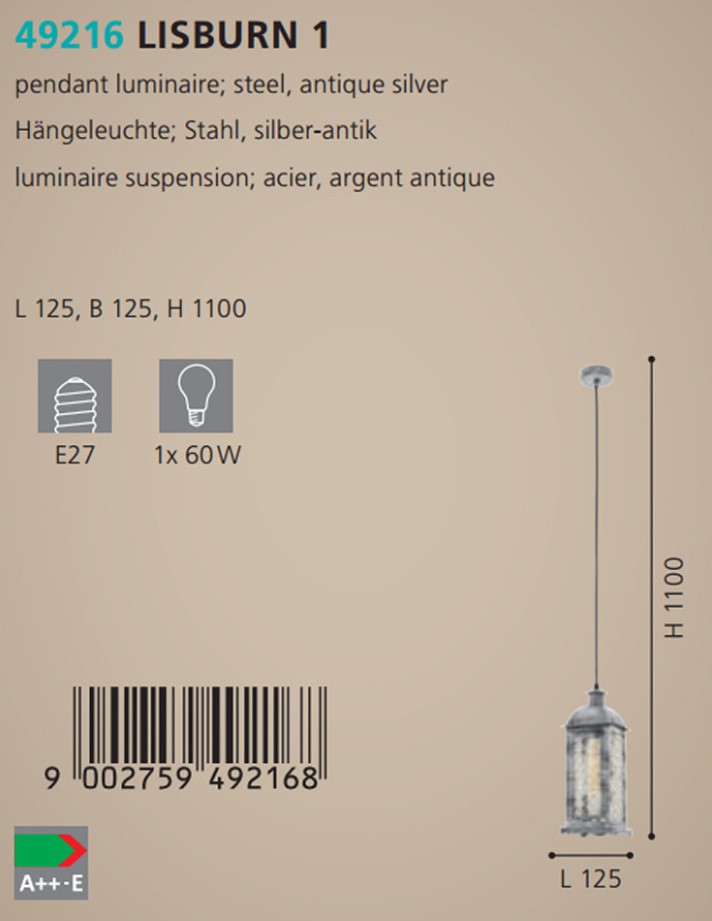 Люстра LISBURN 1 SILBER-ANTIK (49216), EGLO - Зображення 49216-.jpg