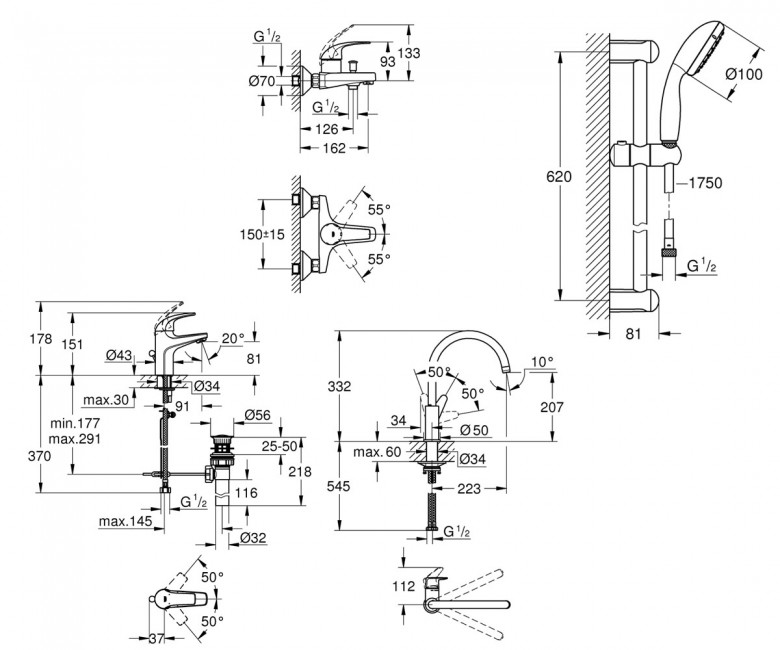 Набір змішувачів 4 в 1 BauCurve UA122218K0 Grohe - Зображення 49481866-5e364.jpg
