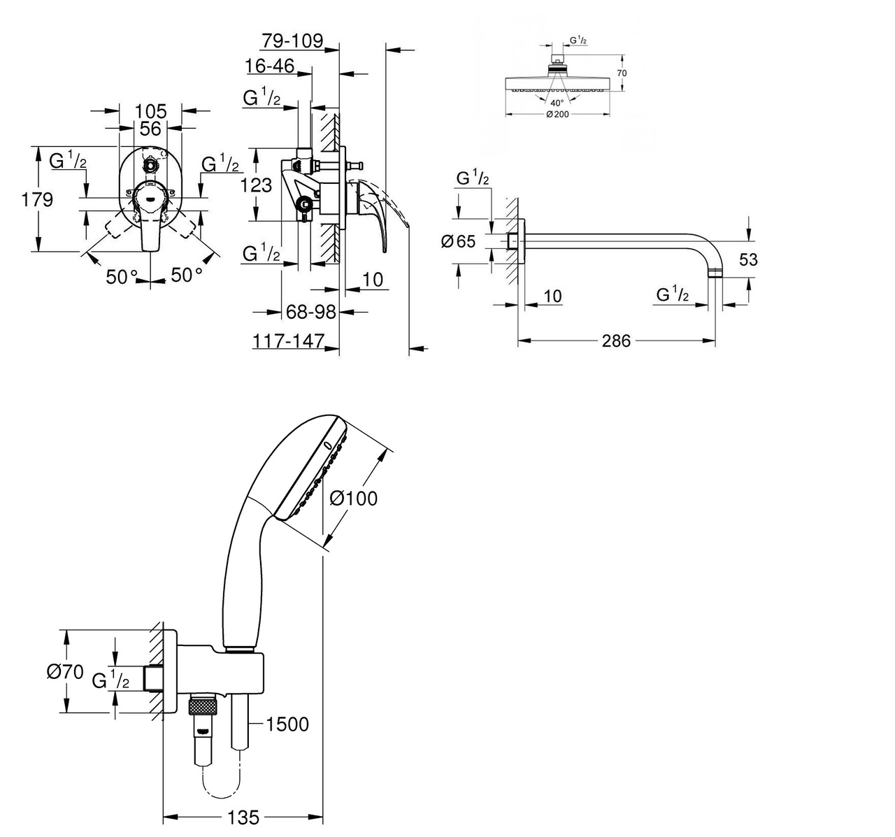 Душова система BauCurve UA2904300L Grohe - Зображення 49486455-cbc49.jpg