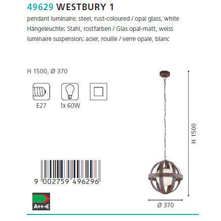 Люстра WESTBURY 1 ROSTFARBEN (49629), EGLO - Зображення 49629--.jpg