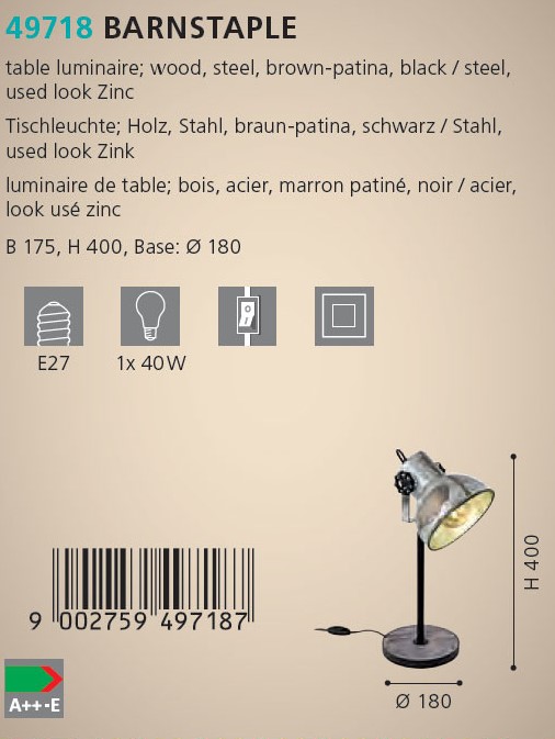 Настільна лампа BARNSTAPLE (49718), EGLO - Зображення 49718--.jpg