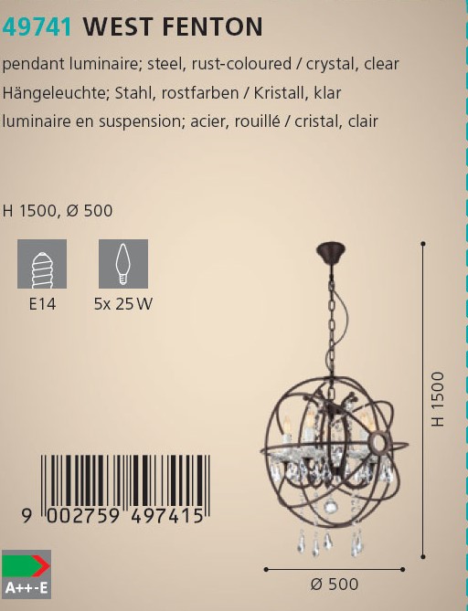 Люстра WEST FENTON ROSTFARBEN-KRISTALL (49741), EGLO - Зображення 49741--.jpg