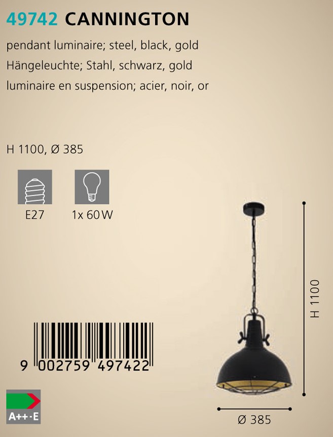 Люстра CANNINGTON SCHWARZ-GOLD (49742), EGLO - Зображення 49742--.jpg