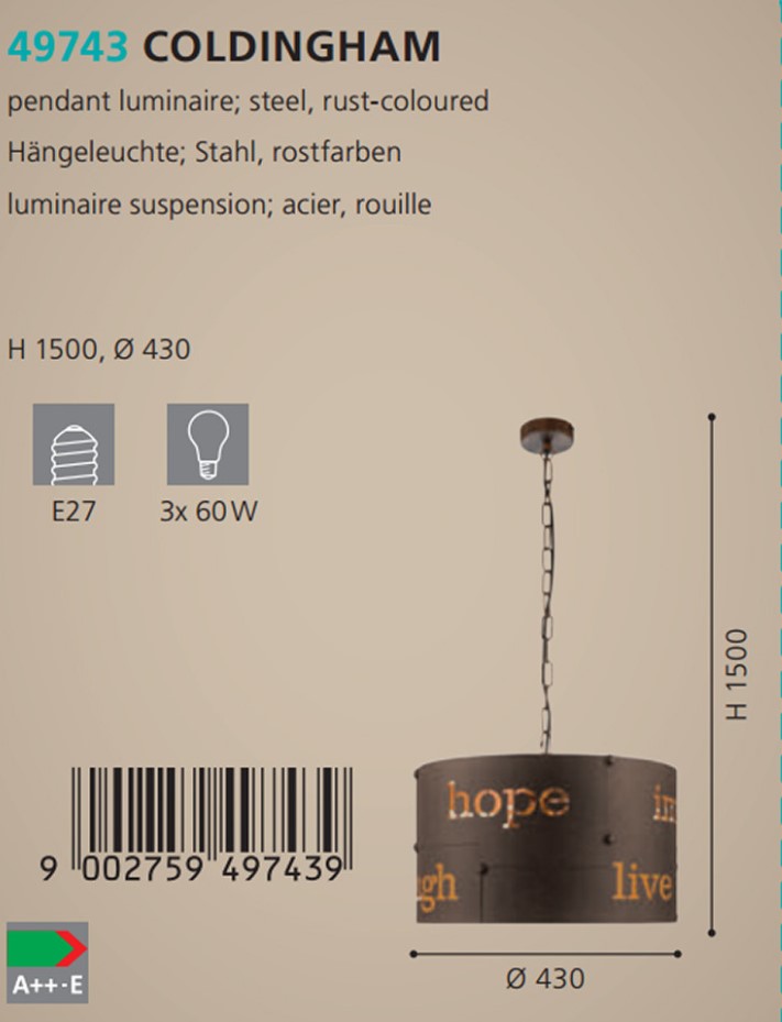 Люстра COLDINGHAM ROST-FARBEN (49743), EGLO - Зображення 49743--.jpg