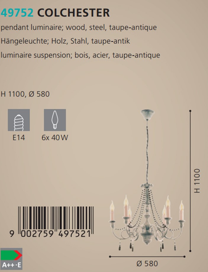 Люстра COLCHESTER TAUPE-ANTIK (49752), EGLO - Зображення 49752--.jpg