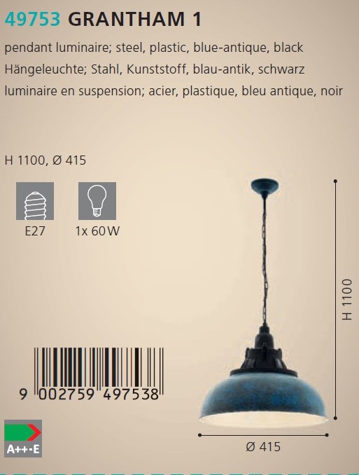 Люстра GRANTHAM 1 BLAU-ANTIK (49753), EGLO - Зображення 49753--.jpg