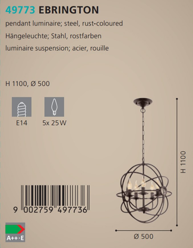 Люстра EBRINGTON ROSTFARBEN (49773), EGLO - Зображення 49773--.jpg