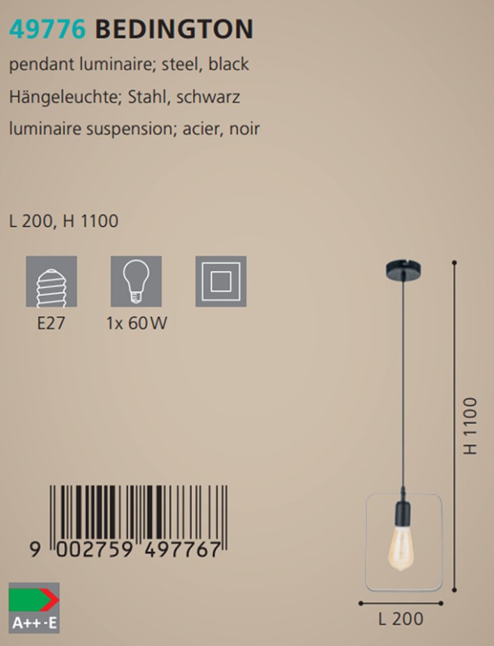 Люстра BEDINGTON SCHWARZ (49776), EGLO - Зображення 49776--.jpg