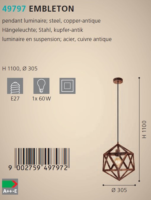 Люстра EMBLETON KUPFER-ANTIK (49797), EGLO - Зображення 49797--.jpg