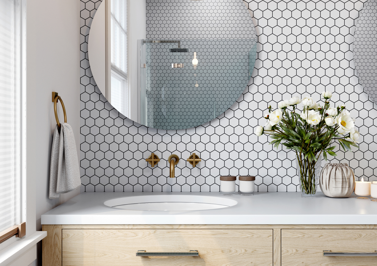 Мозаїка H 6001 Hexagon Flora Grey 295×295x9 Котто Кераміка - Зображення 497d5-flora-grey.jpg