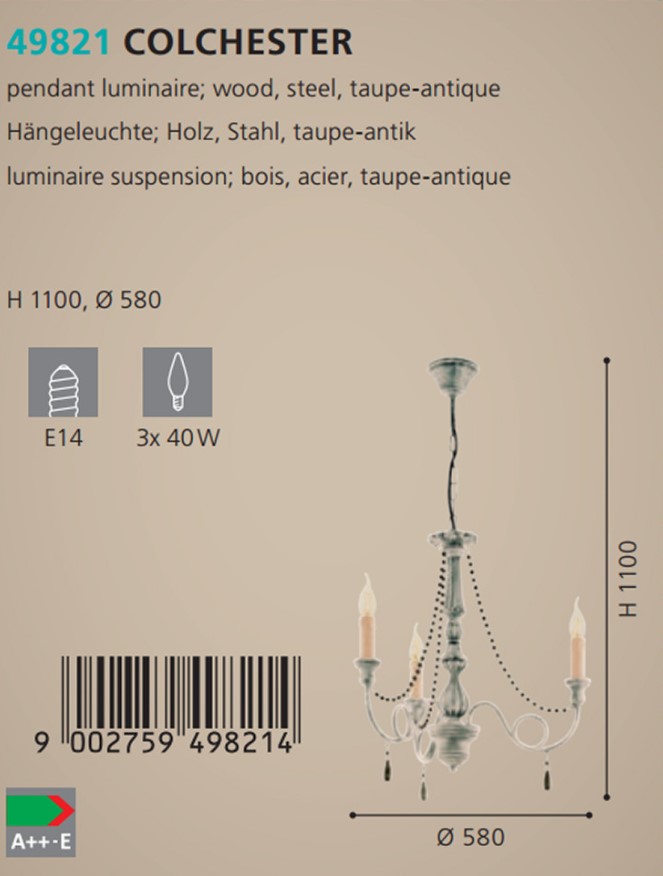 Люстра COLCHESTER TAUPE-ANTIK (49821), EGLO - Зображення 49821--.jpg