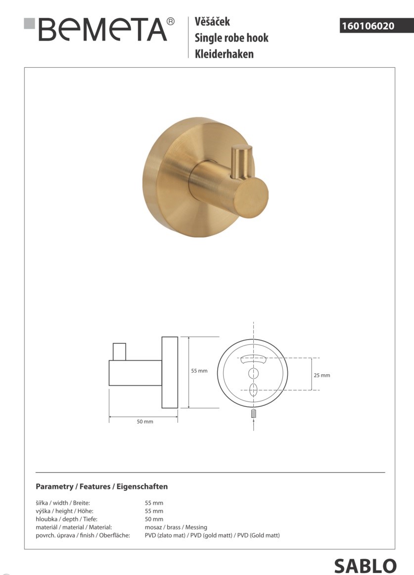 Гачок Sablo 160106020 Bemeta - Зображення 49865512-a3f3f.jpg