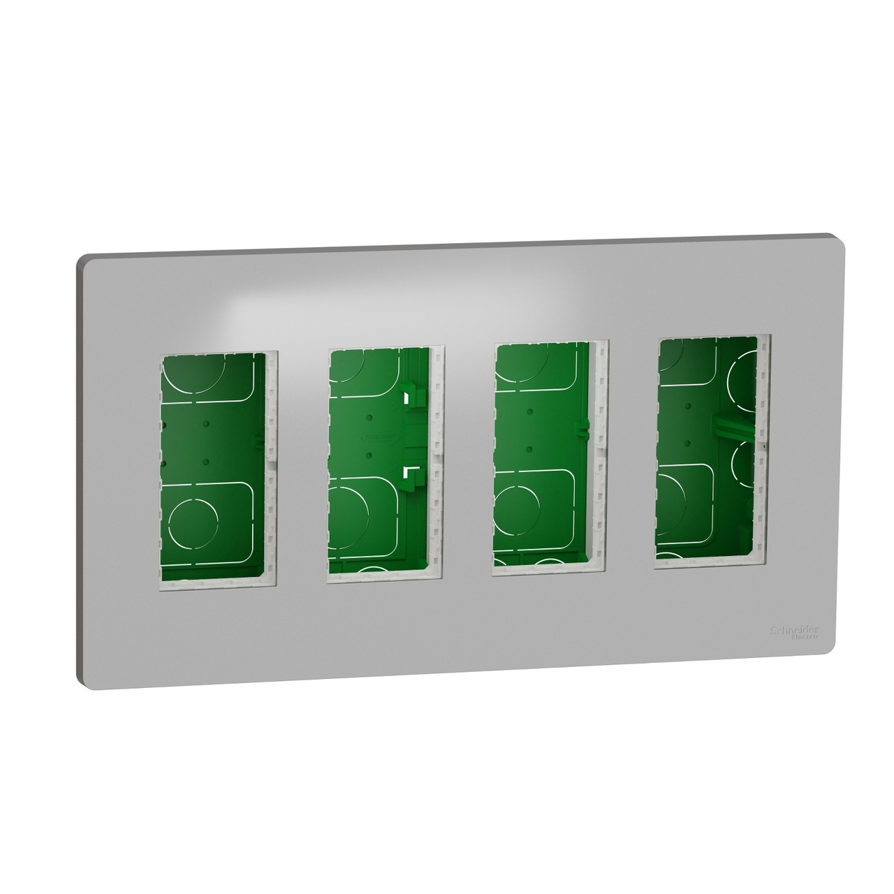 Блок unica system+ прихованого монтажу 4х2 Алюміній UNICA (NU174430), Schneider Electric - Зображення