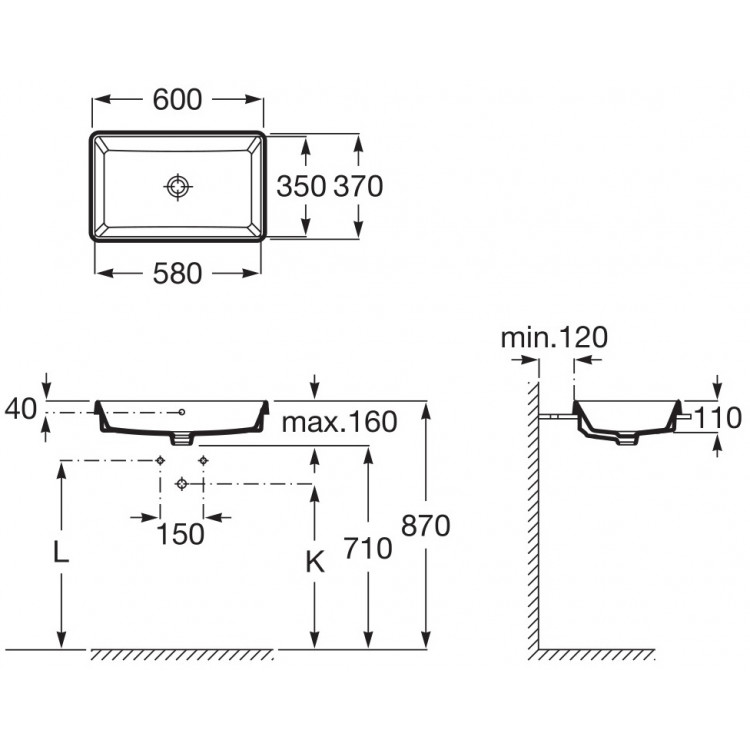 Умивальник Alter 600x370 A3270Y8000 Roca - Зображення 52384017-7fe62.jpg