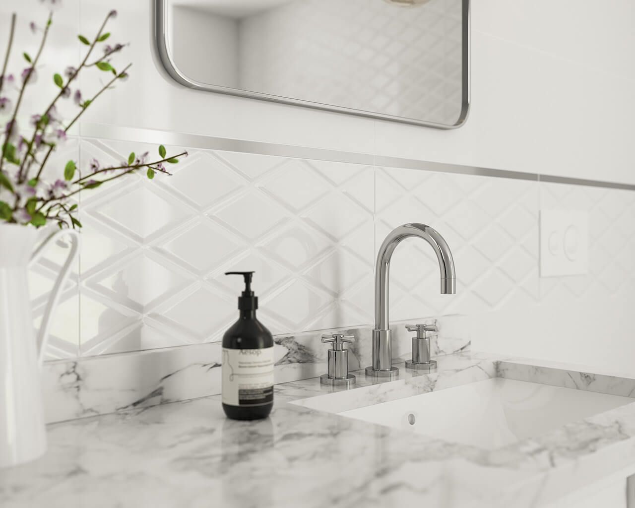 Мозаїка Moonlight Bianco Romb Hexagon 204x238x6 Paradyz - Зображення 52ebf-elegancka-lazienka-aranzacja-moonlight.jpg