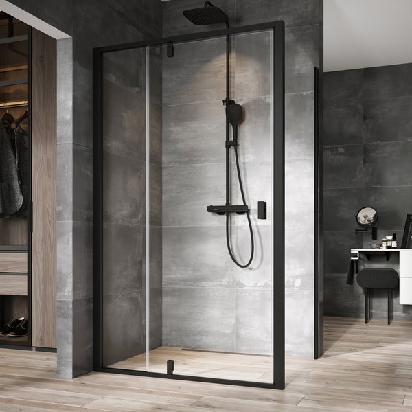 Душова стінка нерухома одноелементна NPSS-100 Transparent Black 90OA0300Z1 RAVAK - Зображення