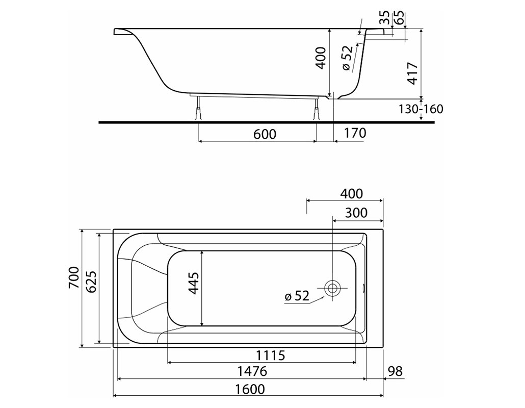 Ванна прямокутна Rekord 160x70 Kolo - Зображення 54176746-0f070.jpg