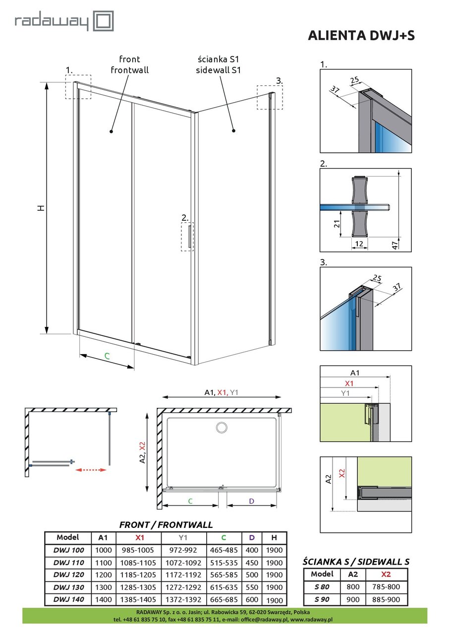 Душові двері Alienta DWJ 130 RADAWAY - Зображення 57729096-35dbd.jpg